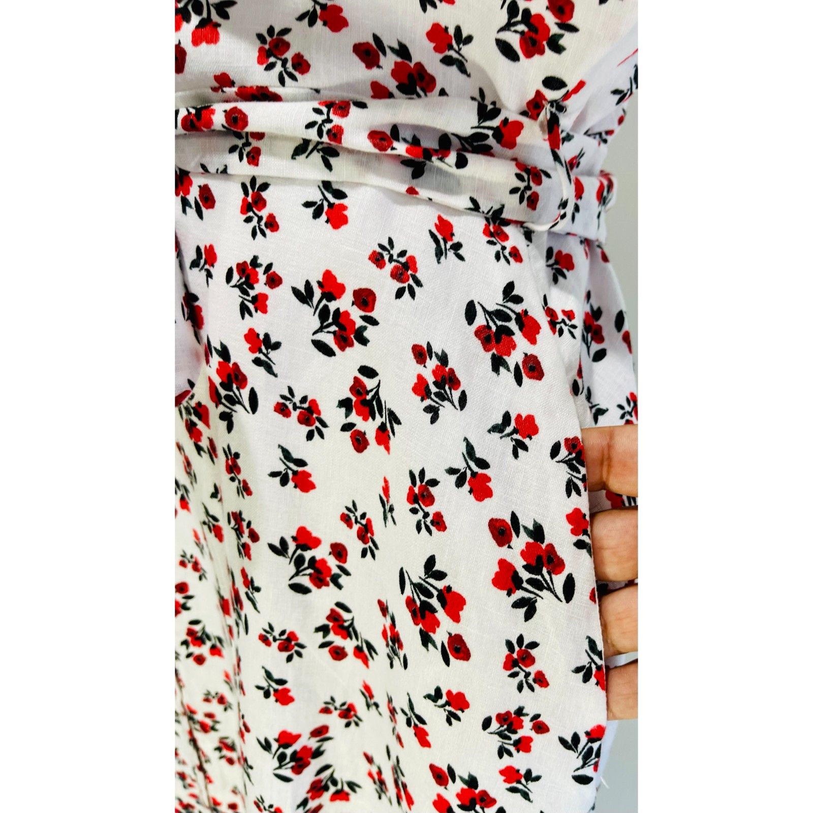 Cynthia Rowley Linen Dress Maxi Cottage Roses Classic Summer Vacation Women 8 — image 4 of 8